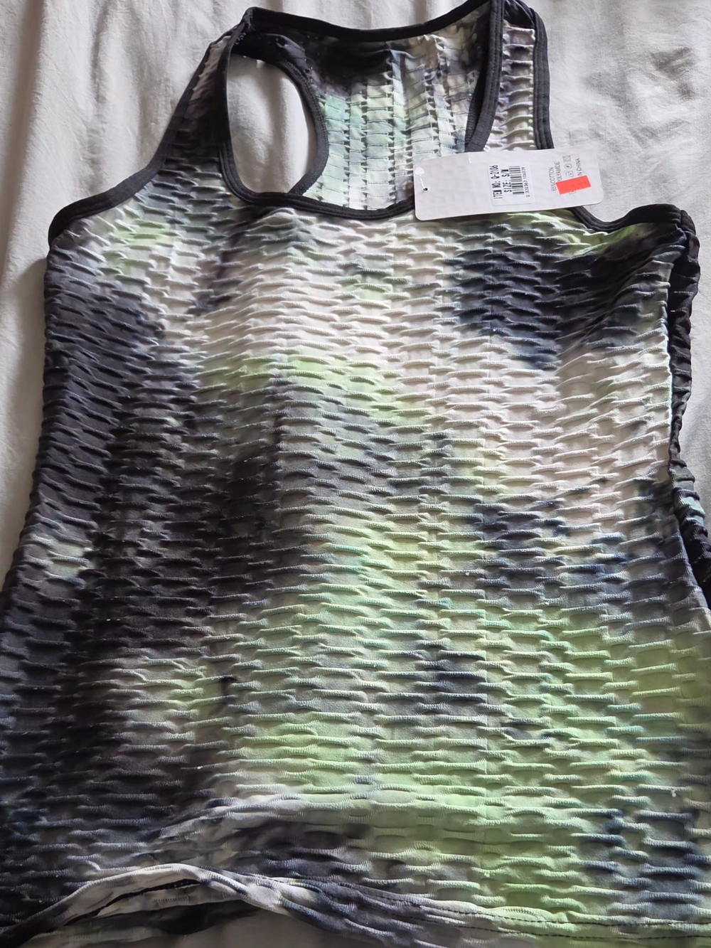 Textured Racerback Tank Top & Pant - Green & Black